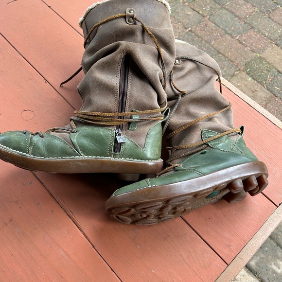 El Naturista green leather boots slouch style. Tie wrap made in Spain Sz 7 - Picture 7 of 9